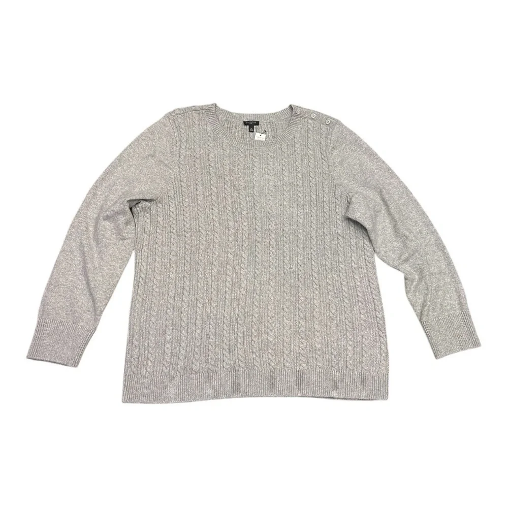 Talbots Plus Metallic Allover Cable Knit Crewneck Sweater - Picture 2 of 10